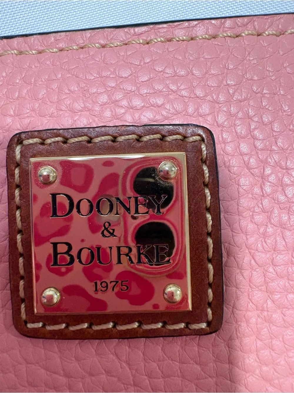 Dooney & Bourke Pink Pebbled Tote with Brown Handles